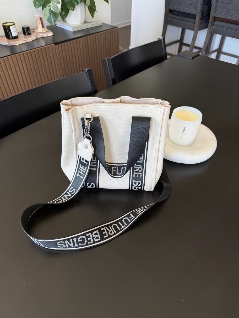 Cream Crossbody Tote